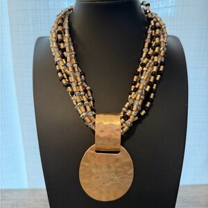 Southern Living Statement Necklace New with Tag! #A81 black gold tone